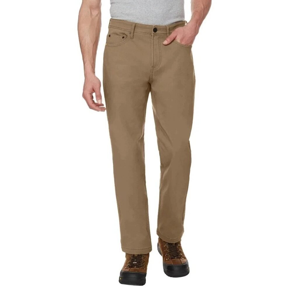 CAT Men's 30 x 29 Fleece Lined Stretch Canvas Pants Tan Straight Leg L1313